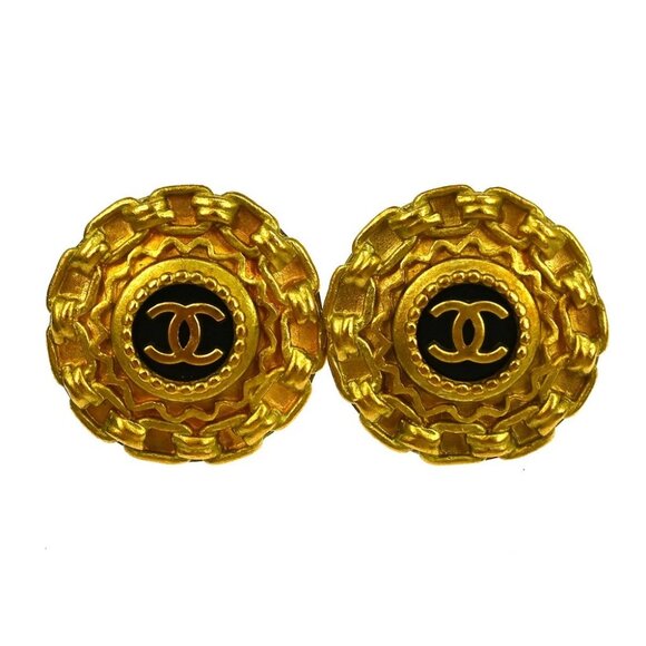Chanel Black Button Earrings Clip-On 94A XX40343 - Picture 1 of 4